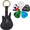 Pinsheng Custodia Portachiavi in Pelle per Plettri, Portaplettri per Chitarra Belli e Plettri Plectrum per Chitarra Scatola per Plettri per Chitarra per Chitarre Acustiche/Elettriche/Basso (Nero)