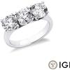 Gioielli di Valenza Anello trilogy lineare in oro bianco 18k con diamanti IGI, 3,00ct