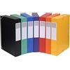 Exacompta - rif. 16000H - 10 scatole portaprogetti con elastici CARTOBOX - consegnate a piatto -dorso da 6 cm - carta lustrée - 600g/m²-25X33cm-formato per archiviazione A4-7 colori assortiti