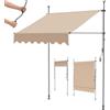LIFERUN Tenda da Sole, Tenda da Balcone Avvolgibile a Barra Quadra con Manovella, Regolabile in Altezza, 250 x 120 cm, Beige