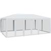 vidaXL Tenda per Feste con 10 Pareti Laterali in Rete Bianca 6x4m HDPE, Tenda per Gazebo, Tenda da Giardino, baldacchino da Giardino
