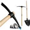 Crisalide® Set Attrezzi Pala e Piccone - Pala Acciaio Rinforzato 40x29cm con Manico Faggio 135cm + Piccone 47cm in Acciaio Temprato - Attrezzi da Scavo Resistenti per Terreni Duri e Rocciosi.