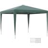 AND HOME Gazebo 3x3 IMPERMEABILE CON MONTAGGIO FACILE, ANTI-UV, Stabile E Durevole, Gazebo 3x3 Con Struttura In Acciaio E 4 Corde Antivento + 8 Picchetti, Verde