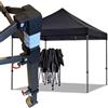 MADELUX Gazebo certificato IGNIFUGO pieghevole acciaio portatile estendibile richiudibile estensibile per fiere eventi stand chiosco tenda tendone mercato mercatino (laterali esclusi) (Nero, 3x3m)