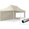 TOOLPORT 3x6m Gazebo Pieghevole PES 800 con Laterali (finestre panoramiche), Professional 40mm Alluminio, Crema