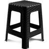 Acan Tradineur - Sgabello in plastica, realizzato in Spagna, motivo rattan, casa o lavoro, 36 x 36 x 45 cm, colore: nero (1 unità)