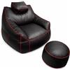 bananair - Set Pouf Poltrona Gaming XXL + Pouf rotondo - Comfort per relax e gaming - Poggiatesta regolabile, 2 tasche - Per divano, soggiorno e postazione gaming (110×100×90 cm, Rosso)