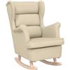 vidaXL Sedia a Dondolo Crema 74x90x102 cm in Tessuto, sedia, sedia da salotto, sedia relax, sedia a sdraio, posti a sedere, dondolo, sedia relax
