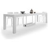 Mobili Fiver, Consolle Allungabile con Porta Allunghe Rachele, 46(306) x90x cm, Bianco Frassino, fino a 14 posti, Consolle da Cucina, Soggiorno, Made in Italy