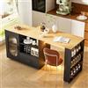 AuraFurn Isola da cucina girevole a 360° con spazio di archiviazione, carrello da cucina portatile, tavolo da bar allungabile, piano di lavoro in acciaio inox, bar per la colazione con armadi e cassetti, per