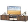 COSTWAY Mobile Porta TV Fino a 70, Supporto TV con 2 Mobiletti, 2 Ripiani Aperti e 6 Gambe di Sostegno, Tavolo Consolle per Televisore per Soggiorno e Camera da Letto, 160 x 35 x 30 cm (Marrone)
