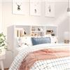 sephironlbb Testiera per letto con ripiani, in legno bianco, 120 x 19 x 103,5 cm, con montaggio a parete, spazio per camera da letto, letto matrimoniale e letto degli ospiti, schienale e accessori per