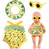 Randomgo Costume da Bagno per Bambole, Estate Vestiti per Bambole per Doll con Costumi da Bagno, Occhiali da Sole, Anello da Nuoto e Zoccoli, Bambole per 35-45 cm (B)