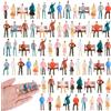Namalu 100 Pezzi Mini Figure di Persone Colorate in Scala 1:75 con 12 Panchine in Miniatura Piccole Figurine Sedute e in Piedi Personaggi Modellismo per Casa delle Bambole Diorama Museo