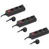 Meister Ciabatta elettrica 3 x set da 1,4 m, cavo nero in plastica, IP20, interruttore interno, presa multipla, presa da tavolo, 3 prese, 7430600, 250 V, colore: nero