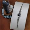 Bracciale Argento Arte Deco Strass Blu Matrimonio Vintage Stile Great Anni QD29