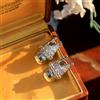 Boucles d'Orecchie Dormeuse Argento CZ Perla Serti Stile Rétro 1920 Vintage ET9
