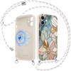 Yoedge Fiori Magnetica Cover con Cordino per iPhone 11 Motivo, Aesthetic Vetro Frammenti Disegni, Compatibile con MagSafe, Silicone Custodia Case con Tracolla Collana Catena per iPhone 11 6,1