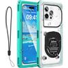 Ezanmull Custodia impermeabile 6,9 pollici, IPX8, custodia subacquea, per nuoto e snorkeling, universale, compatibile con iPhone 16/15/14/13/12 Pro Max, Samsung S25/S24/S23 Ultra, Xiaomi, Google (Cyan)