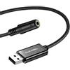 DuKabel Scheda audio esterna USB 2,4 m USB A maschio a 3,5 mm TRRS jack cuffie adattatore per cuffie, altoparlante o microfono a 4 poli TRRS