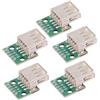 cablecc set da 5 pezzi fai da te OEM USB-A 2.0 femmina con scheda PCB contatto a 5 pin (bordo arricciato) tipo di saldatura di montaggio