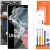 AGCUT Schermo LCD per Samsung S22 Ultra 5G Schermo di Ricambio per Galaxy S22 Ultra 5G S908U S908A 6.8(US Verison) LCD Display Touch Assembly di Riparazione con Strumenti (Nero con Telaio, senza Impronta)