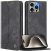 FMPCUON Compatibile con iPhone 15 Pro Max Cover, Flip case Custodia Portafoglio in Pelle Slot [Chiusura Magnetica] Cover per iPhone 15 Pro Max, Nero
