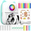 CYJJYZ Mini Stampante Portatile, Stampante Termica, Stampante Fotografica Istantanea Wireless Bluetooth, con Ricarica USB, Compatibile con iOS Android, per Note, Diario, Elenco(blu)