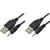 CABLEPELADO - Cavo di Alimentazione USB DC, prolunga di Alimentazione DC, 5 V 2 A, connettore Maschio DC 2,5 mm, Adatto per Tablet e Lettori MP3, Nero, 80 cm (Confezione da 2)