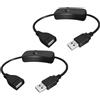 Greluma 2 Pz Cavo USB Maschio-Femmina con Interruttore On/Off, Estensione con Interruttore a Bilanciere in Linea per Registratore di Guida, Lampada da Scrivania LED, Ventola, Strisce LED