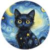 Mexpekil Tappetino per mouse con gatto nero galassia con base in gomma antiscivolo, tappetino per mouse rotondo piccolo tappetino per mouse rotondo con bordo cucito, accessori da scrivania per