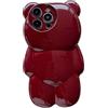 Tivenfezk Nadoli 3D Orso Cover per iPhone 13 PRO Max,Cover Cartoon Carino Orso Morbida Silicone Cover Kawaii Bumper Antiurto Case Fotocamera Protezione Caso per Ragazza Donna,Rosso Scuro