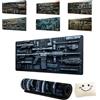 Generico Cool Military Weapon Build Weapon Parts Display Large Gaming Mouse Pad,Stylish Desk Protector With Non-Slip Rubber,Computer Office Supplies Accessories For Table Decor (7,2MM*400 * 900)