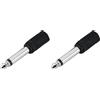 CABLEPELADO - Adattatore audio stereo da jack femmina da 3,5 mm a jack maschio da 6,35 mm, mono, adattatore connettore per cuffie, PVC, nero (Confezione da 2)