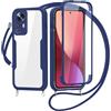 FERLAN Cover per Xiaomi 12 Pro 5G con Cordino, 360 Gradi Antiurto Custodia con Protezione Schermo Integrata Trasparente Rugged TPU Bumper Doppia Protettiva Cover per Xiaomi 12 Pro 5G -Blu