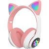 Generico Cuffie Wireless Bluetooth Rosa con Orecchie da Gatto, Ideali per il Gaming, con Bassa Latenza, Illuminazione RGB, Lunga Durata della Batteria, Suono Stereo e Design Universale