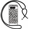 ZhuoFan Custodia con Cordino per Google Pixel 8 Pro 5G, Trasparente Aesthetic Modello Leopardo Disegni Cover con Collana Nero Antiurto Case Regolabile Cellulare Girocollo per Femmina, 02
