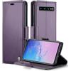 FERLAN Cover per Samsung Galaxy S10 Plus+ 2 Pezzi Vetro Temperato,Antifurto,supporta ricarica wireless,in pelle multifunzione,chiusura magnetica con chiusura anti-urto,Viola