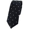 TigerTie - Cravatta sottile di design, in seta, con motivo a pois nero, bianco argento. Taglia unica