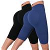 Generico 2 Pack Leggins 3D Anticellulite Corti - Fitta Bella Leggings Cellulite - Leggins Compressione Graduata Lipedema - Push Up Sculpture Leggings Sportivi Yoga Pantaloni Corti