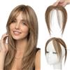 SEGO Pro Frangia Clip Capelli Veri #4/27 Marrone Medio/Biondo Scuro Frangetta Laterale Finta Extension 100% Capelli Veri Umani Naturale Topper Human Hair (9g)