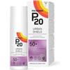 P20 Crema Solare SPF 50+, Urban Shield,Protezione Solare Fino a 10h, Tecnologia a Tripla Protezione, Difesa da Raggi UVA/UVB, Antiossidante con Vitamina C+E, Resistente all'Acqua e Vegana, 50ml