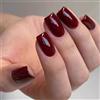 LunarCharm 24 pezzi unghie finte quadrate corte monocolore color borgogna da incollare con pad adesivi in gel, unghie acriliche rosso scuro per donne, unghie corte naturali