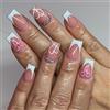 LunarCharm French Press on Nails with Strass Medio Nails Finte Nail Bianco French Press ons Cuore Fiocco Unghie Quadrate Acriliche Unghie Cuore Chiodi Da Applicare