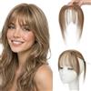 SEGO Pro Frangia a Clip Capelli Veri Umani #4/27 Marrone Medio/Biondo Scuro 100% Naturale Frangetta Leggera Finta Extension Topper Capelli Donna Human Hair (9g)