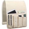 NB N\B NB NB Bracciolo per divano, organizer con 5 tasche, supporto antiscivolo per telecomando per divano, poltrona, accessori (88,9 x 31,5 cm, beige)