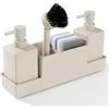 YAUKPH Dispenser di sapone da cucina con portaspugna per lavello, dispenser di sapone per le mani e portasapone con pennello, beige opaco