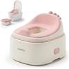 Relaxdays Vasino 4-in-1, Dino, Coperchio e paraspruzzi, HxLxP 30x36,5x33,5 cm, Riduttore WC e Sgabello, da Viaggio, Rosa