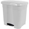 DRW Pattumiera bianca a pedale ecologica con 2 spazi per sacchetti da 46 litri, 45 x 41 x 47 cm