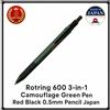 Rotring 600 3 in 1 penna verde mimetica rossa nera 0,5 mm matita Giappone